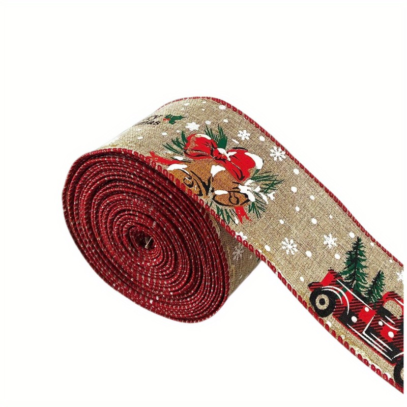 Christmas Wired Edge Burlap Plaid Design DIY Gift Wrapping Decorative Wire Edged Wreath Holiday Bows Party Decoration