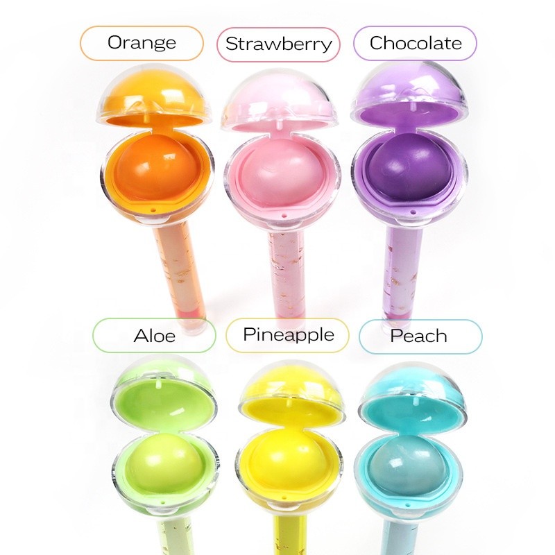 Macaron Colors Lollipop Lipstick Fruit Flavor 6 Scents Color Changing Pearl Hydrating 5ml Lip Gloss