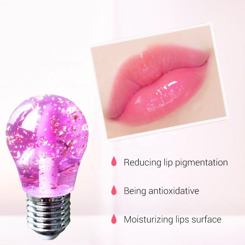 Custom Makeup Fruit Flavor Mini Light Bulb 8ML Lip Glaze Honey Gold Foil Colors Changing 10 Colors Lip Gloss