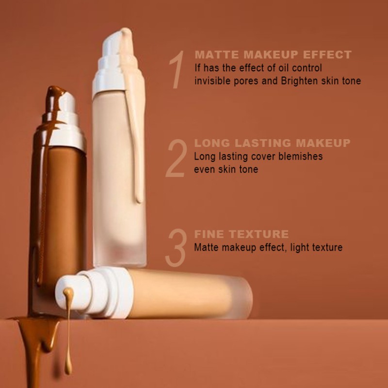 Low MOQ Custom Logo Even Skin Tone Oil Control Matte Waterproof 18 Colors Foundation