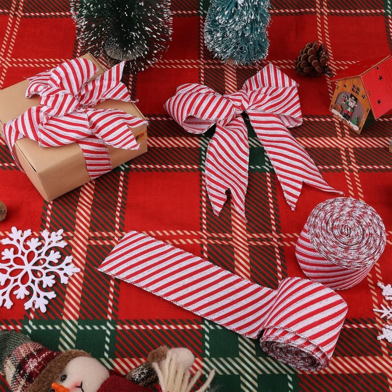 Red Plaid Burlap Ribbon Wired Edge Custom Printed Christmas Ribbons Gift Wrapping Holiday Crafts Ribbon Party Decoration