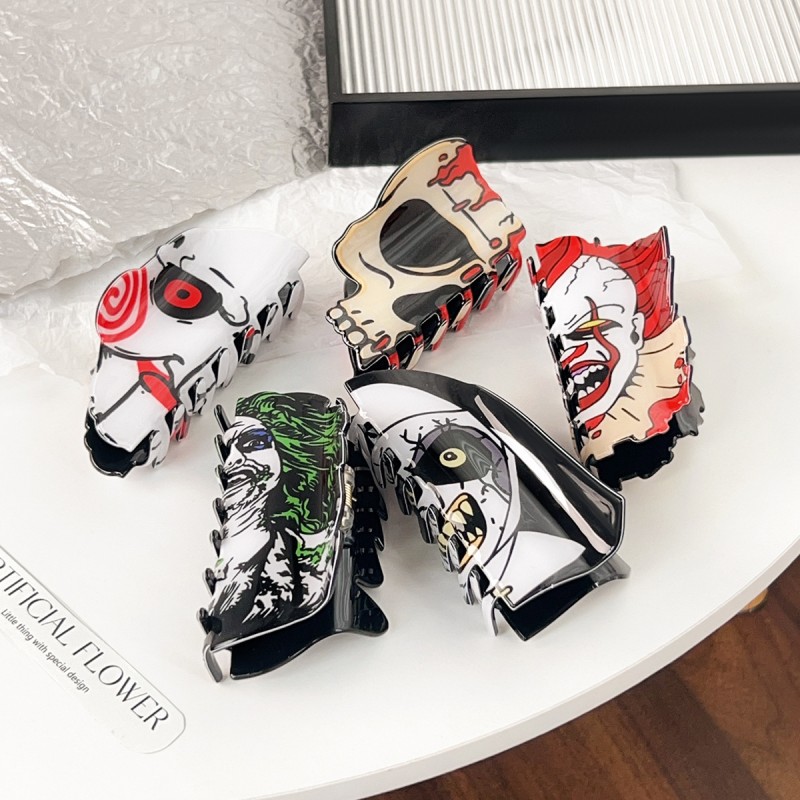 New Arrival Halloween Design Hairpin Horror Series Acrylic Hair Claw Bat Little Ghost Hair Card Girls Women's Hair Claw