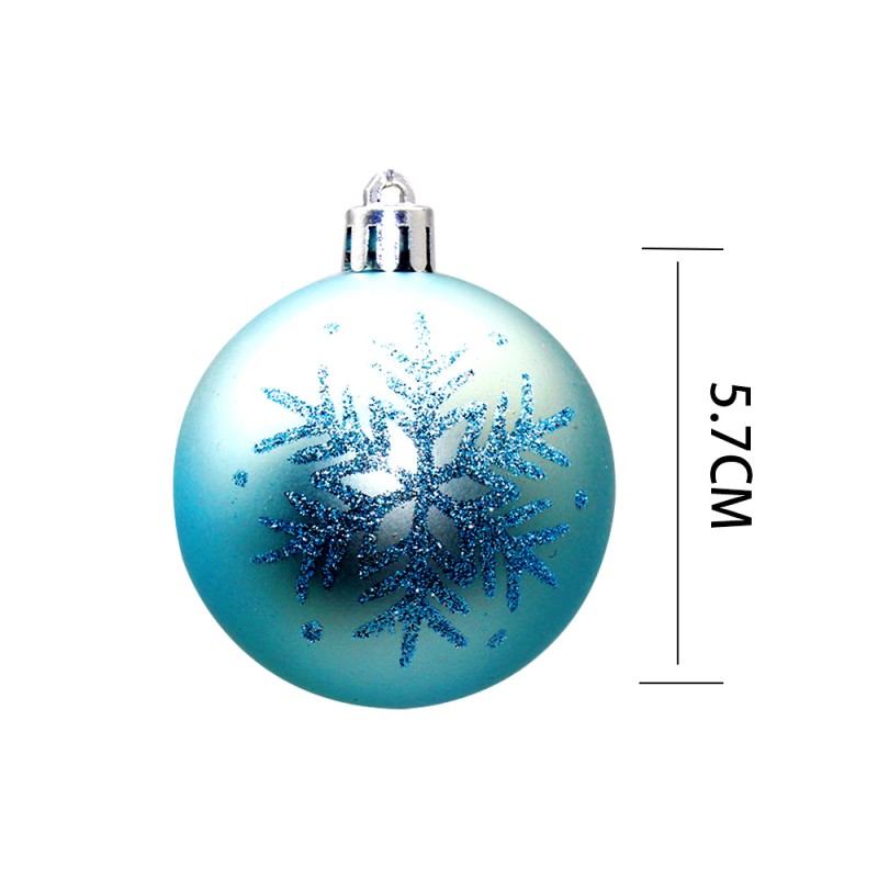 Christmas Decoration Set 5.7cm Lake Blue Snowflake Plastic Spheres Window Hanging Ornaments Festive Display Accents