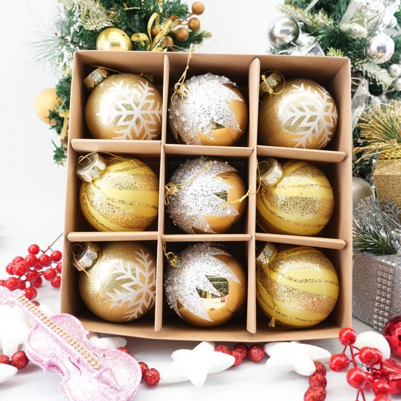 Bestselling Christmas Decoration 8cm Electroplated Balls Plastic Ornaments Shaped Painted Spheres Christmas Tree Decor