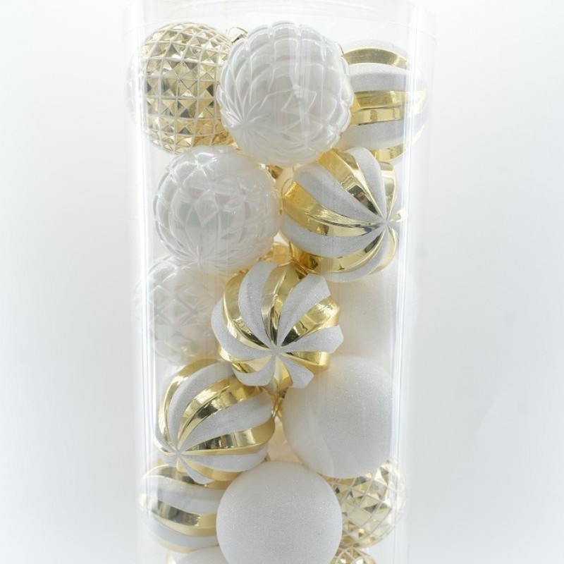 Christmas Ornament 8cm Plastic Decorations Party Hanging Orbs Traditional Bucket Kit Electroplated Spheres Festive Display