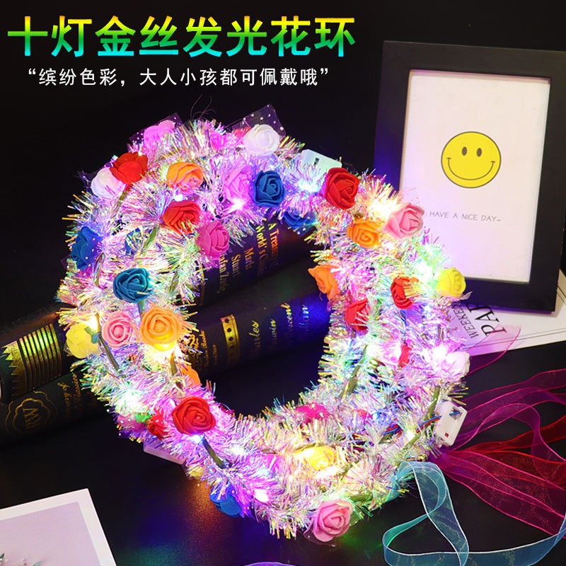 Glow LED Headband Light up Led Flower Luminous Hair Garlands Hairband Multicolor Floral Headpiece Wreath Headdress Hair Wreath