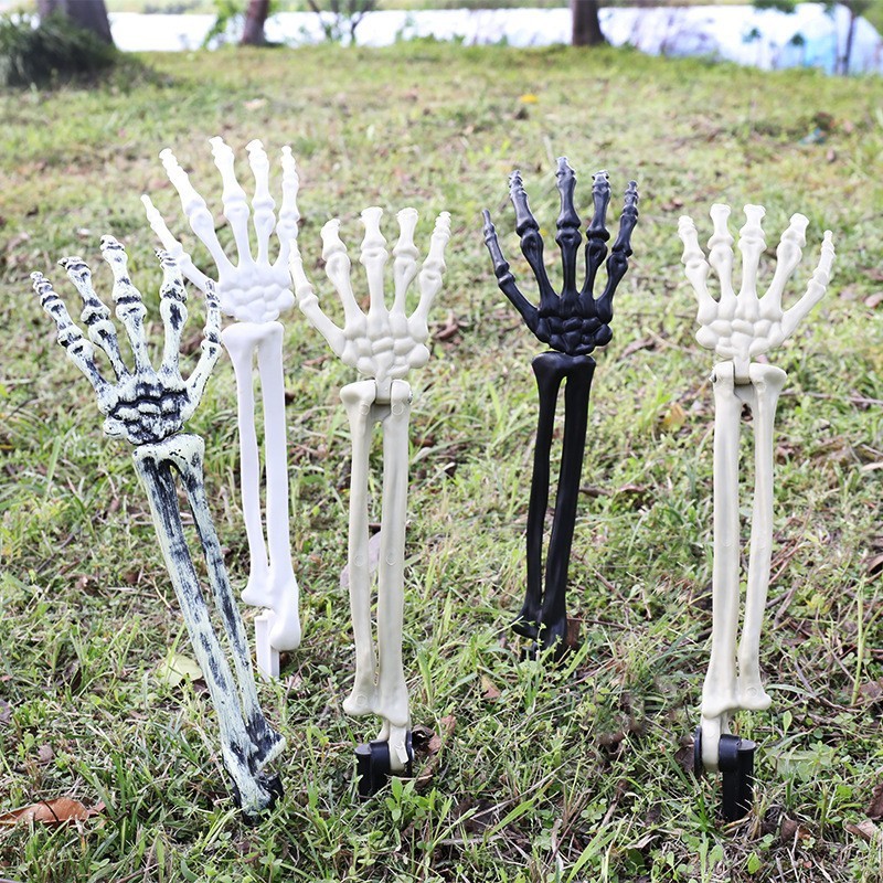 Realistic Halloween Hand Yard Stake Simulated Plastic Bone Props Scary Garden Party Ground Halloween Party Decorations