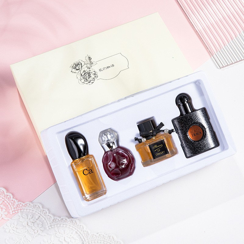 Private Label 4 Piece Black Perfume Gift Set Perfume Women Floral Lady Long Lasting Smell Daily Eau De Parfum Travel Set