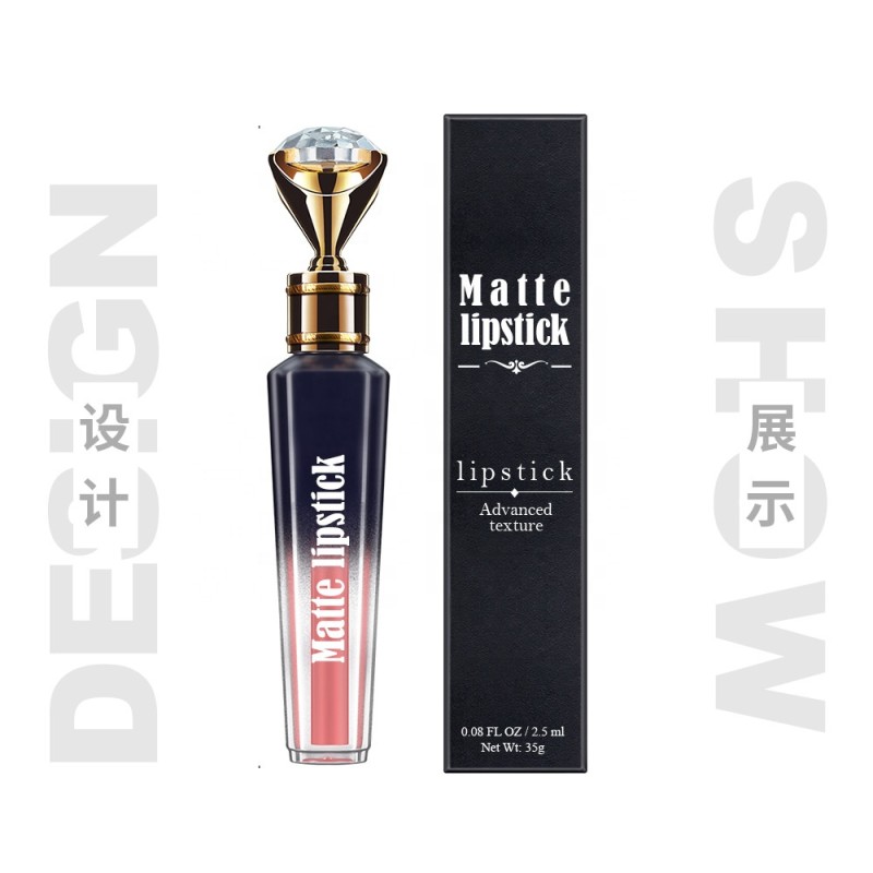 Small Batch Custom Diamond Head Matte Mist Lipstick Waterproof Non-stick Cup Lasting Peal 50 Colors Lip Glaze