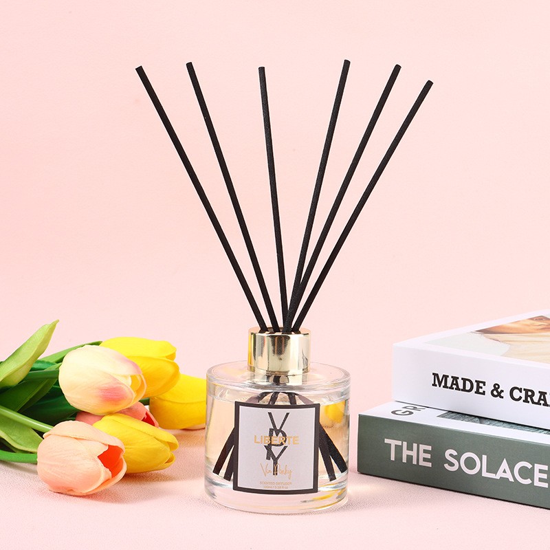 Custom Design  Diffuser Bottles Soft Reed Diffuser 5 Reed Sticks 100ML Glass Aromatherapy Fireless Diffuser