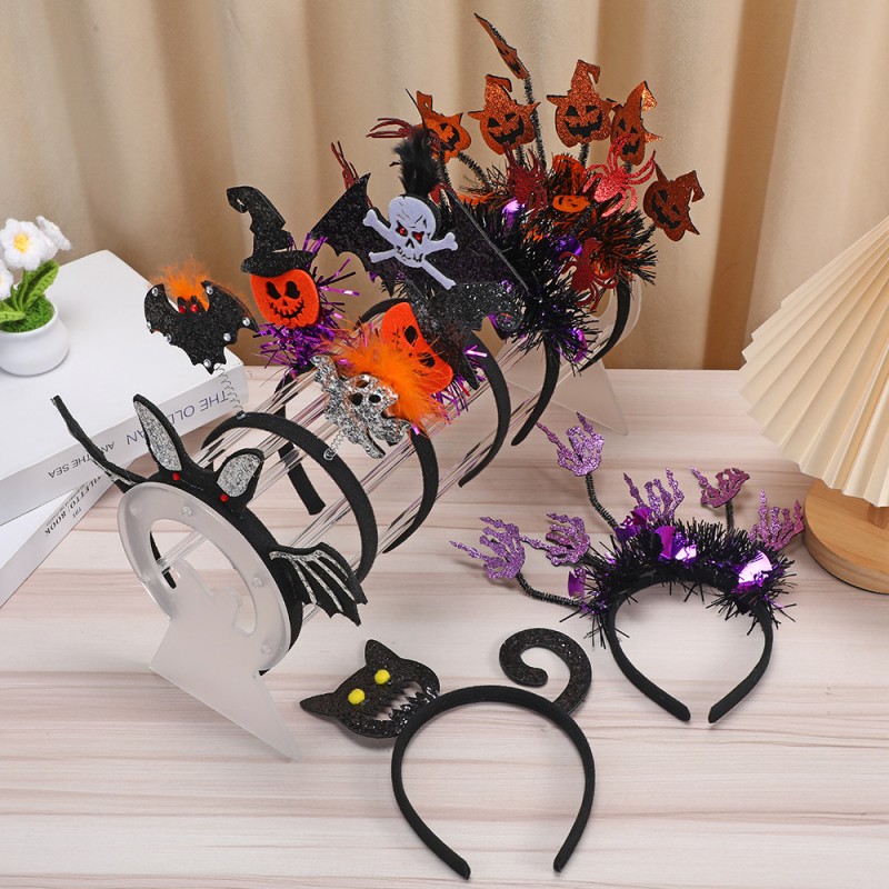 High Quality Halloween Headband Pumpkin Spider Design Children Spooky Party Costume Elastic Headband Holiday Celebrations