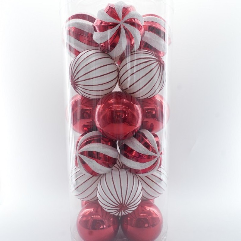 Christmas Ornament 8cm Plastic Decorations Party Hanging Orbs Traditional Bucket Kit Electroplated Spheres Festive Display