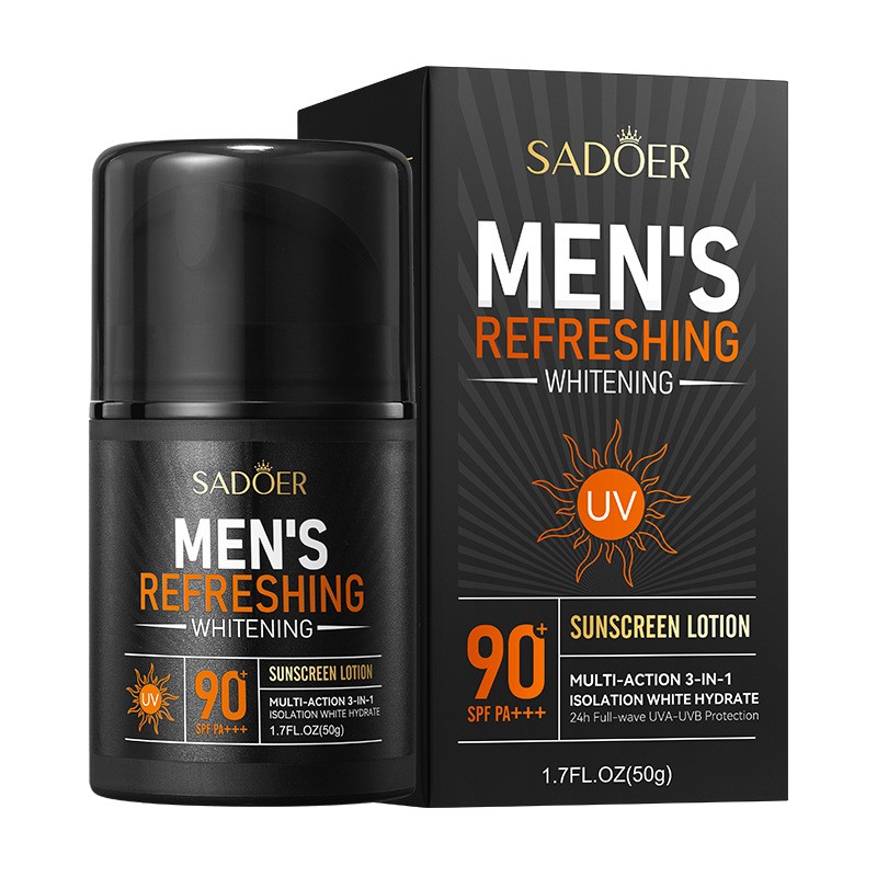 Hot-selling Three-in-one Isolation White Hydrate Men's Refreshing Whitening Sunscreen Lotion to Improve Skin Tone Cream