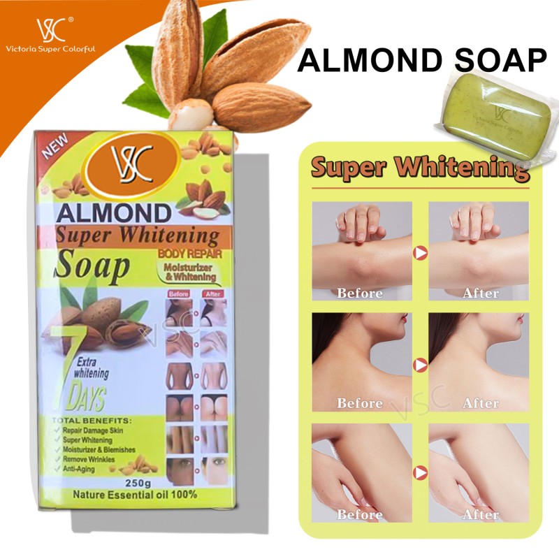 Hot Sale 250g Almond Carrot Papaya Soap 7 Days Super Whitening Black Spot Correction Skin Soap