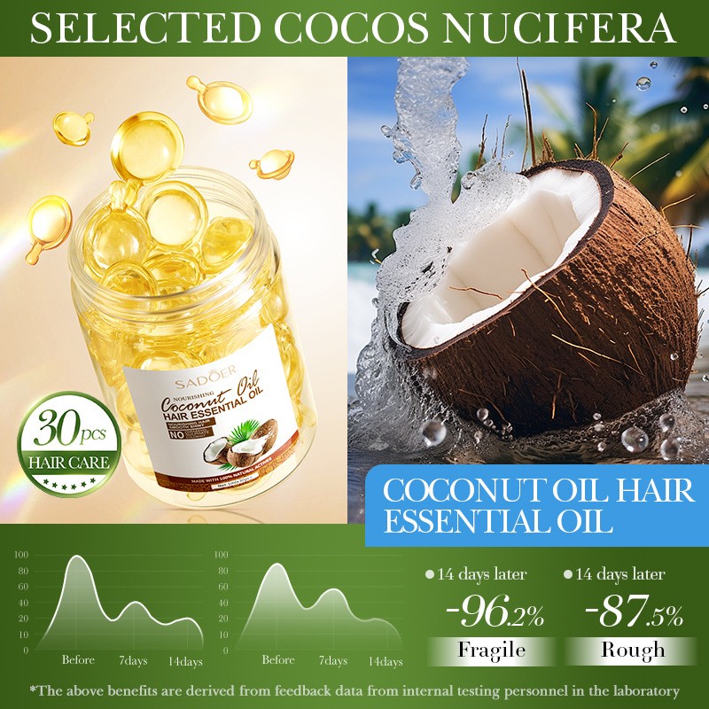 Coconut Oil Essential Oil Capsules Nourish, Soothe, Brighten Hair, Improve Smoothness, Soften, Conditioner, and Smooth Hair