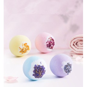 Wholesale Customized Packaging 100g Ball Shape Bath Bomb with Dried Flower