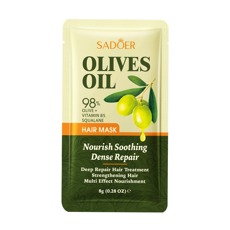 Hot-selling Olive Oil Repair Soft Nourishing Hair Mask Moisturizes Hair and Gently Repairs Damaged Hair. Portable Bag