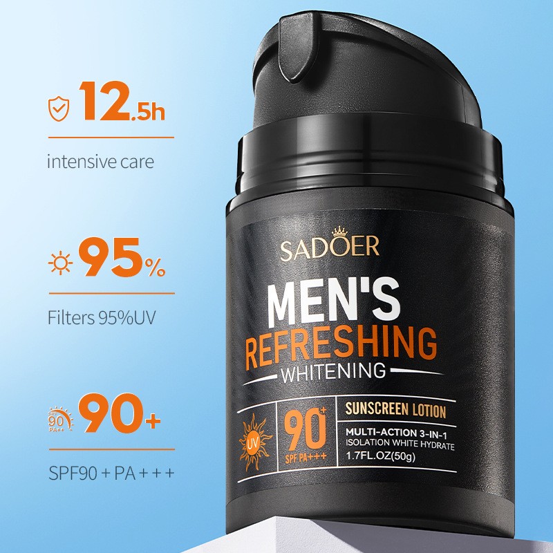 Hot-selling Three-in-one Isolation White Hydrate Men's Refreshing Whitening Sunscreen Lotion to Improve Skin Tone Cream