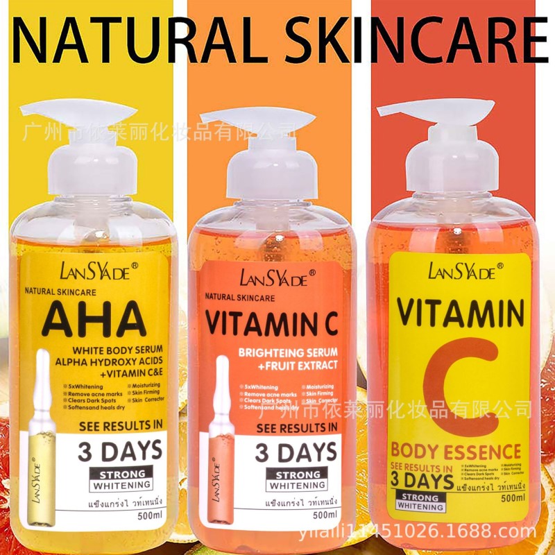 Popular VC Papa AHA Facial Body Essence VC Fruit Acid Brighten Hydrating Wrinkle Blackening Essence 500ml