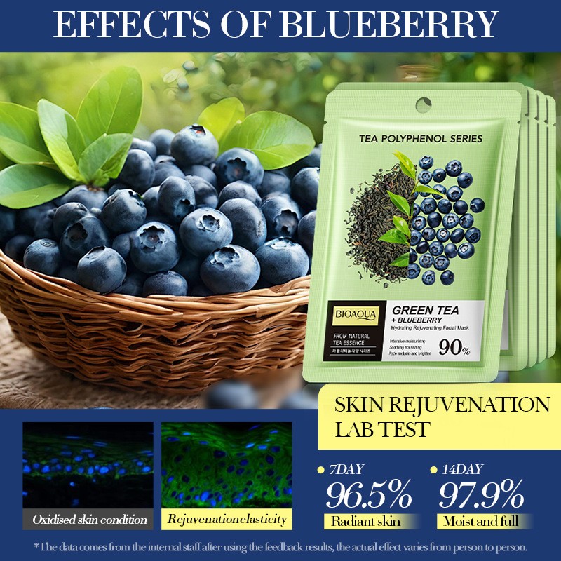 New Best-selling Green Tea Blueberry Facial Nourishing Moisturizing and Brightening Mask Skin Care