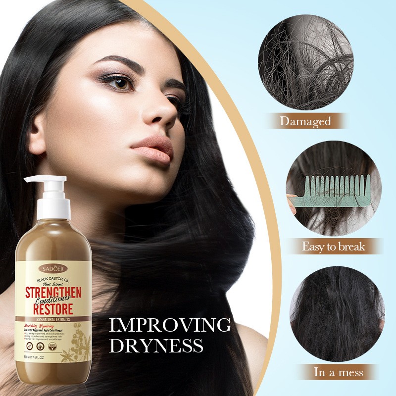 Hot-selling Black Castor Oil Enhanced Conditioner, Moisturizing and Repairing Dry and Damaged Hair, Improving Scalp Care