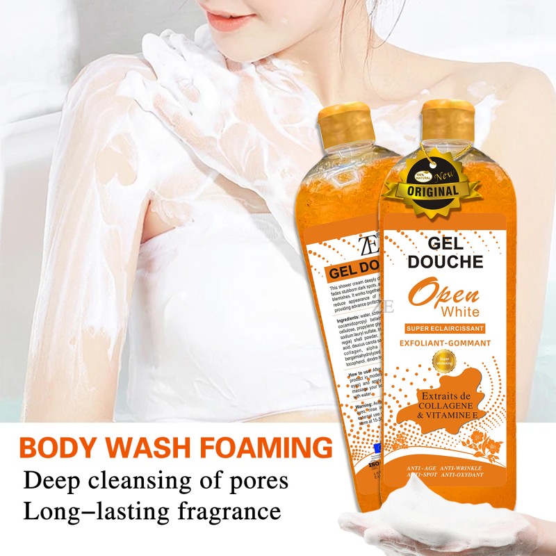 Best Selling Beauty Skincare Collagen Exfoliating Shower Gel KINTO Rose Open White CHAP CLAIRE Lasting Fragrance Body Wash