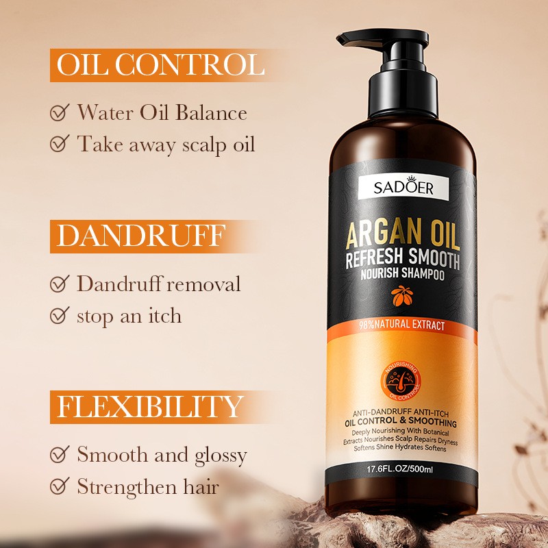 Anti-dandruff and Anti-itch Shampoo, Soft Nourishing Oil Control, Refreshing Moroccan Nut Oil Hair Strengthening Shampoo