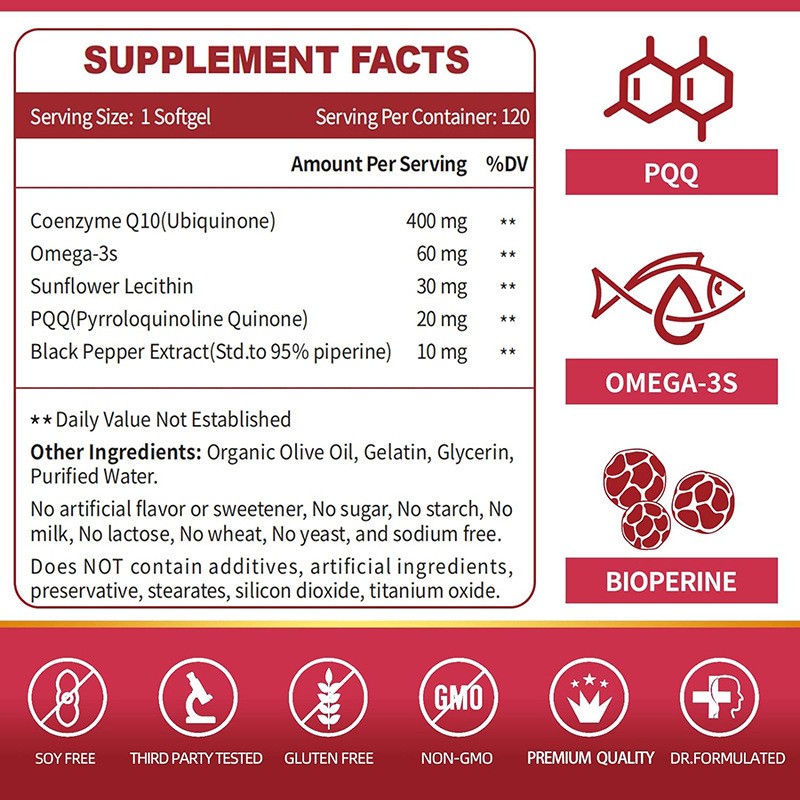 CoQ10 Supplement Supplier - 400mg BioPerine Heart
