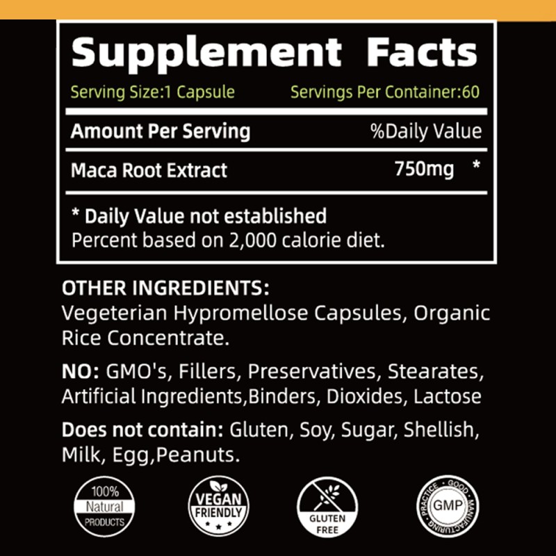 Peruvian Maca Capsules Factory - 1900mg Energy Stamina