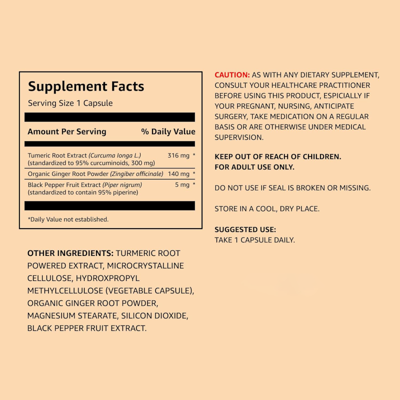 Turmeric Complex Supplier - 316mg Curcumin Ginger Pepper