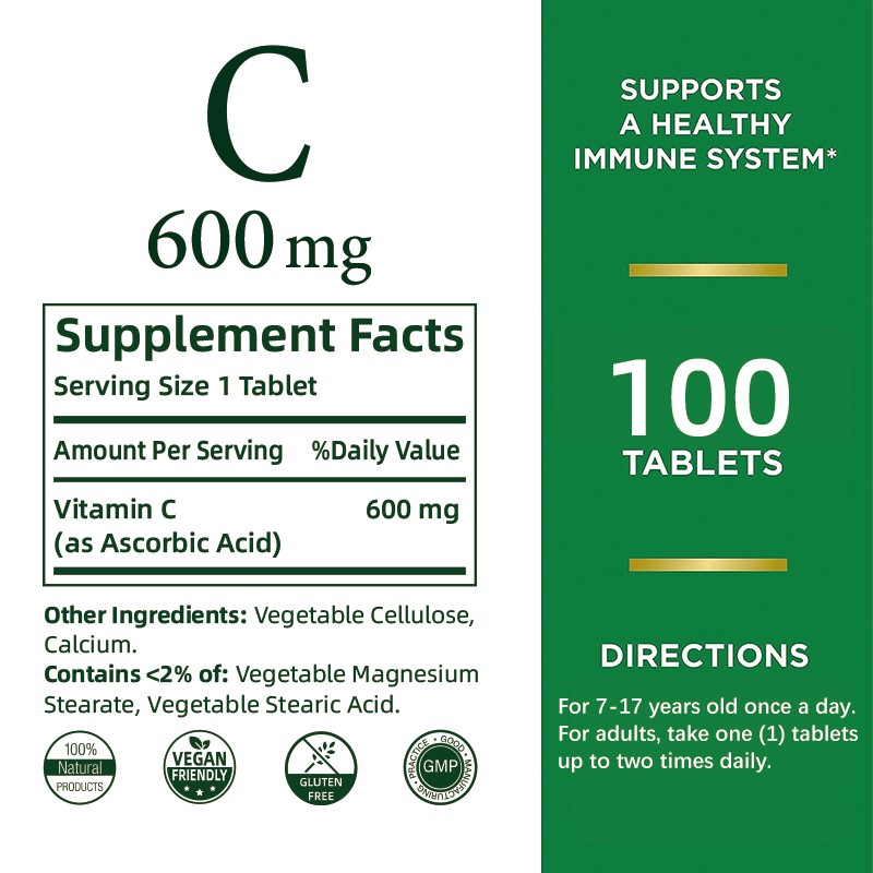 Vitamin C Tablets Factory - 600mg Immune Antioxidant