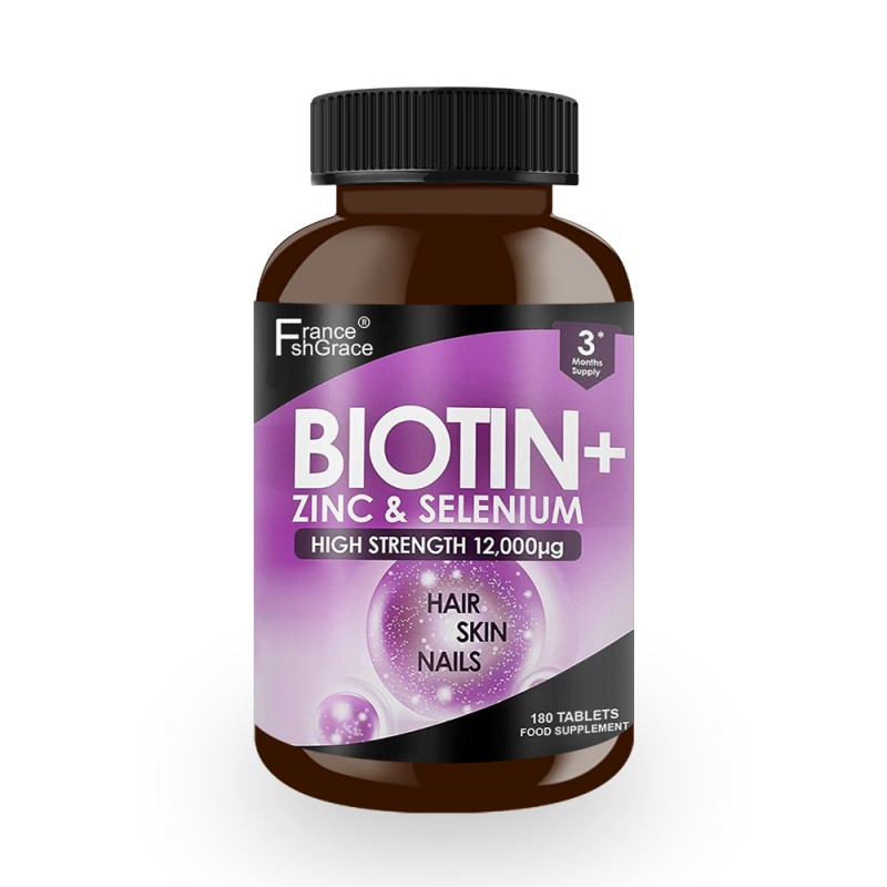 Biotin Capsules Supplier - 12000mcg Zinc Selenium 180ct