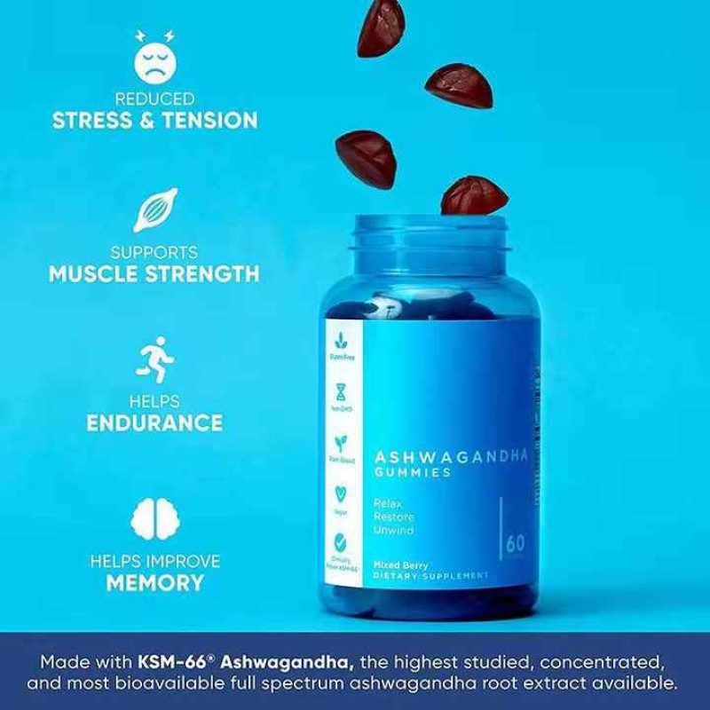 South African Ashwagandha Gummies in Eggplant Apple Cider Vinegar Flavors Herbal Supplements for Adults Cross-Border Supply