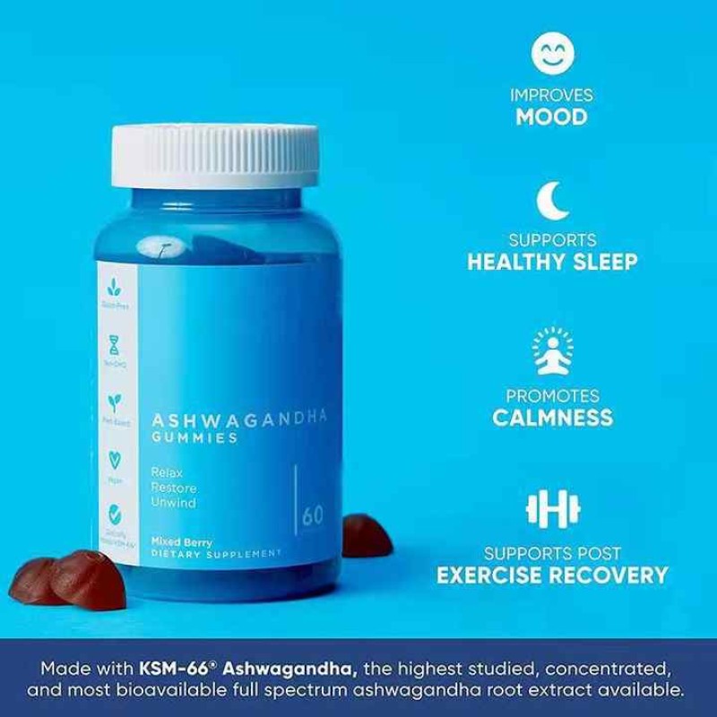 South African Ashwagandha Gummies in Eggplant Apple Cider Vinegar Flavors Herbal Supplements for Adults Cross-Border Supply