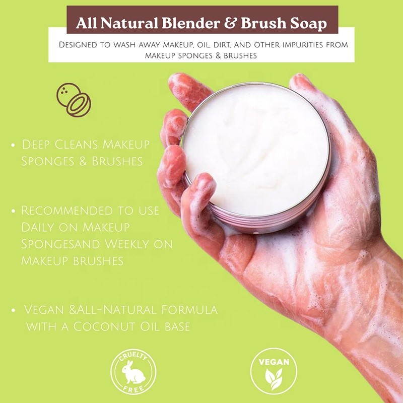 Private Label Makeup Brush Shampoo Soap Solid Brush Cleaning Sponges Brushes Cleaner