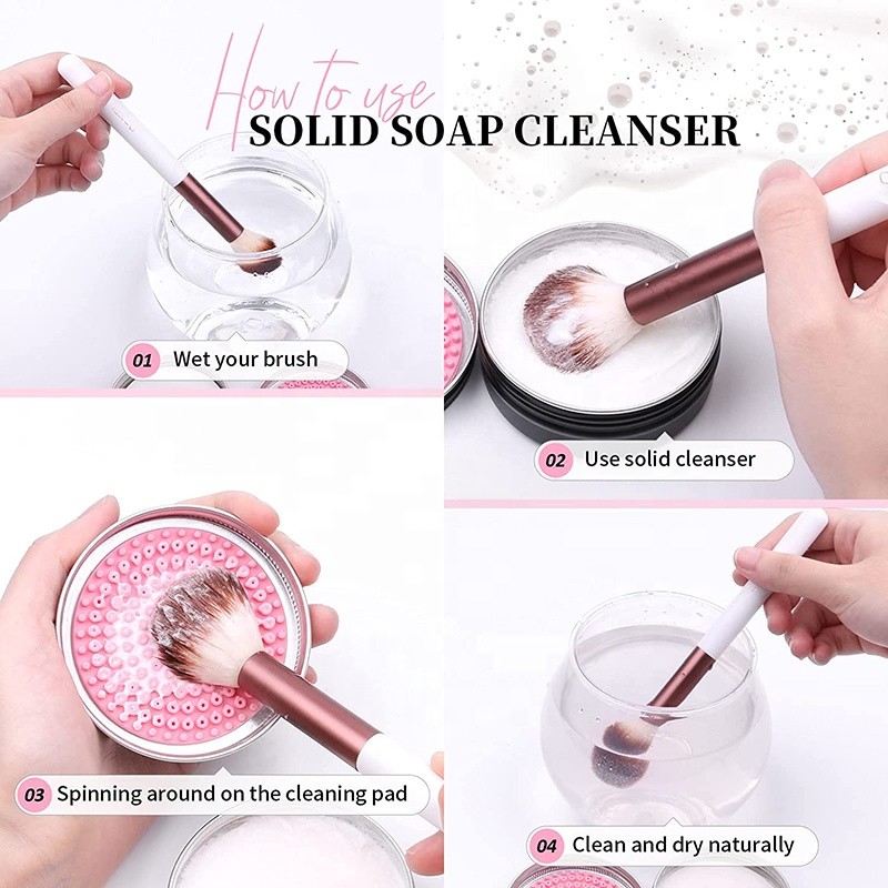 Private Label Makeup Brush Shampoo Soap Solid Brush Cleaning Sponges Brushes Cleaner
