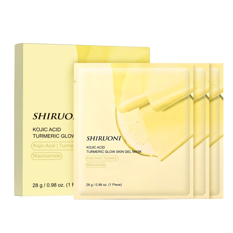 Free Sample Face Sheet Mask Hydrating Firming Collagen Niacinamide Kojic Acid Turmeric Gold Color-Changing Jelly Gel Mask
