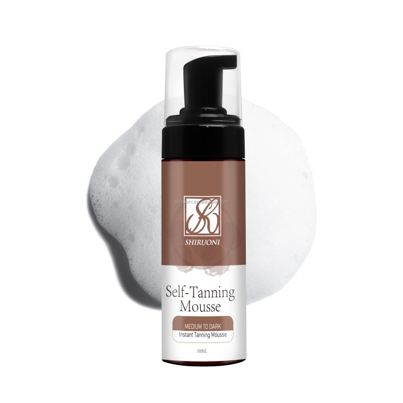 Private Label Natural & Organic Ingredients Medium to Dark Sunless Tan Self Tanner Foam Tanning Mousse Kit