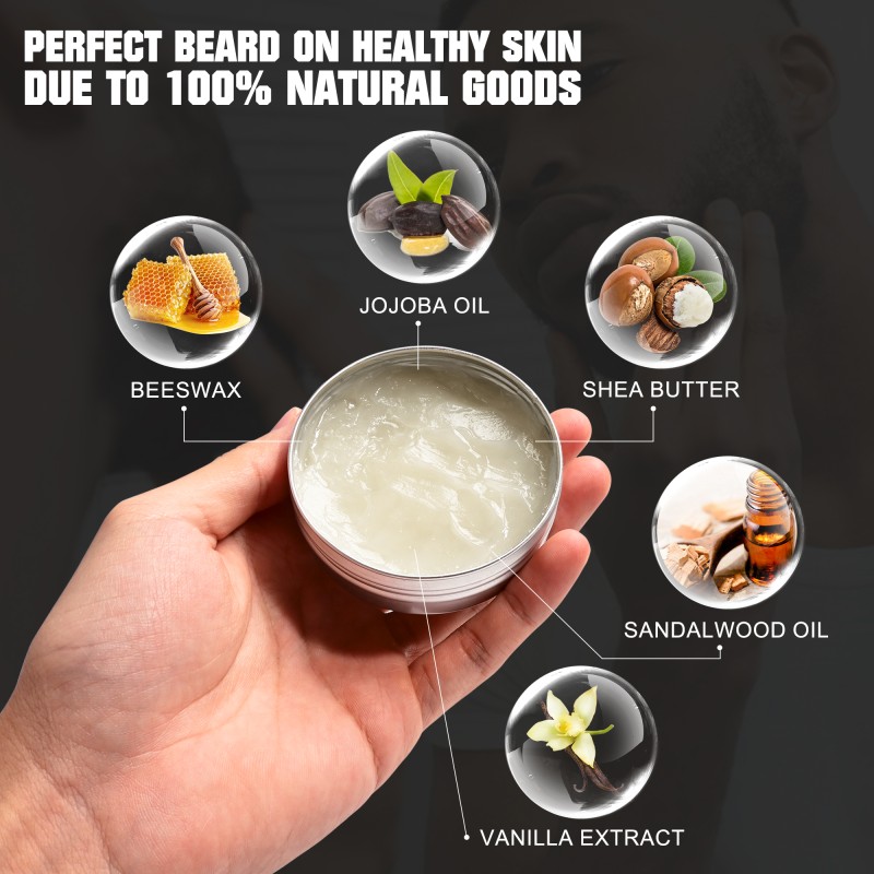 50G Long-Lasting Hold Prevents Frizz 100% Natural Private Label Herbal Organic Men Custom Beard Balm