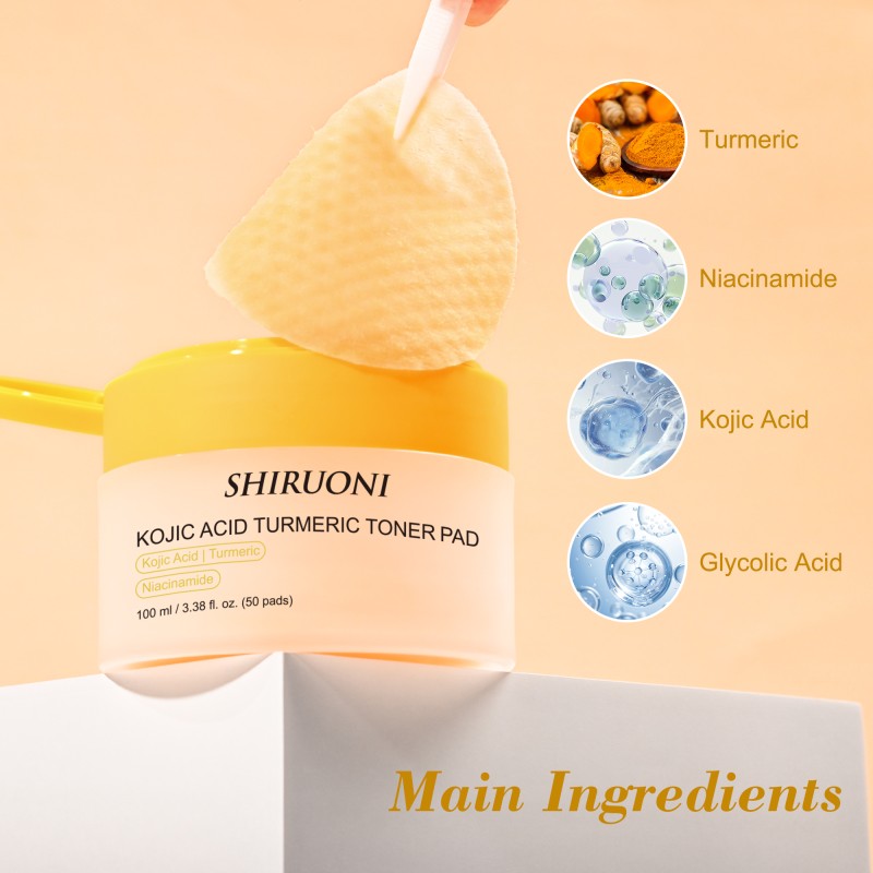 Private Label Facial Toner Pad Calming Hydrating Exfoliating Soothing Turmeric Toner Pads for Face