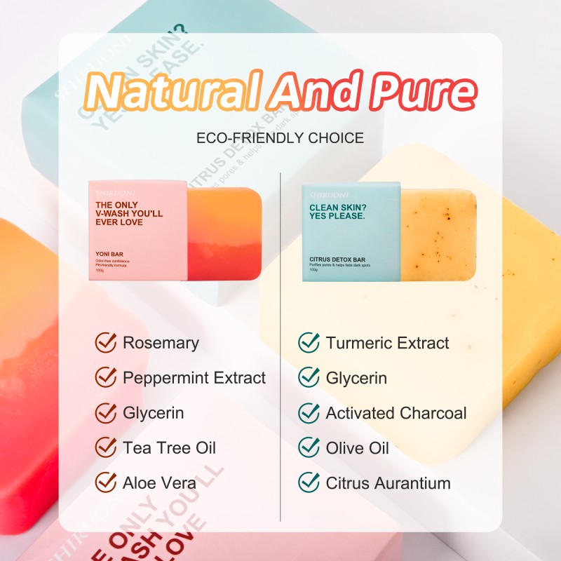 100G Feminine Wash Odor-Free Deep Cleansing Ph Balance Rosemary Turmeric Yoni Bar Soap Private Label