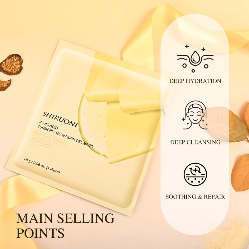 Free Sample Face Sheet Mask Hydrating Firming Collagen Niacinamide Kojic Acid Turmeric Gold Color-Changing Jelly Gel Mask