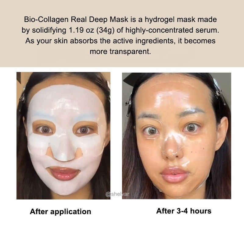 Custom LOGO Bio-Collagen Real Deep Hydration Pore Minimizing 3 Hour Peel Off Hydrogel Overnight Face Sheet Mask 34g
