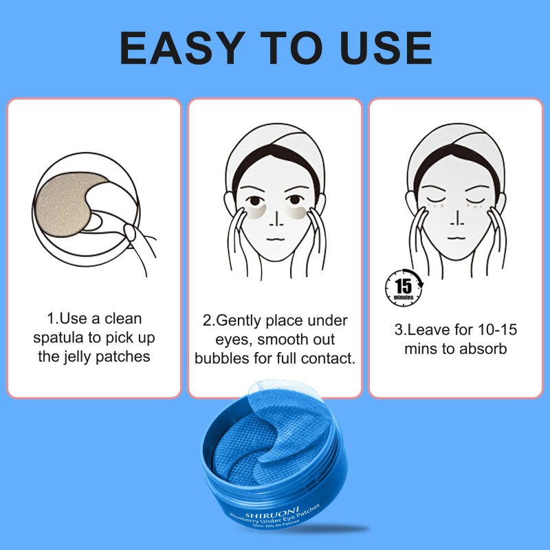 30 Pairs Under Eye Mask Patches Smooth Fine Lines Remove Dark Circles Wrinkles Blueberry Eye Patches Collagen