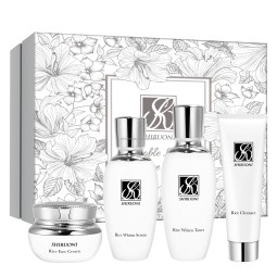 Private Label Korean Daily Brightening Rice Skin Care Set Face Toner Serum Nourishing Facial Moisturizer Cream Kit
