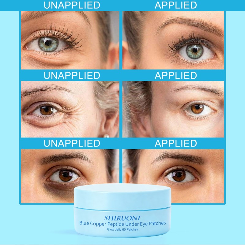 Private Label Gel Eye Mask With Logo Eye Bags Treatment Removal Blue Copper Peptide Moisturizing Collagen Eye Patches Pads