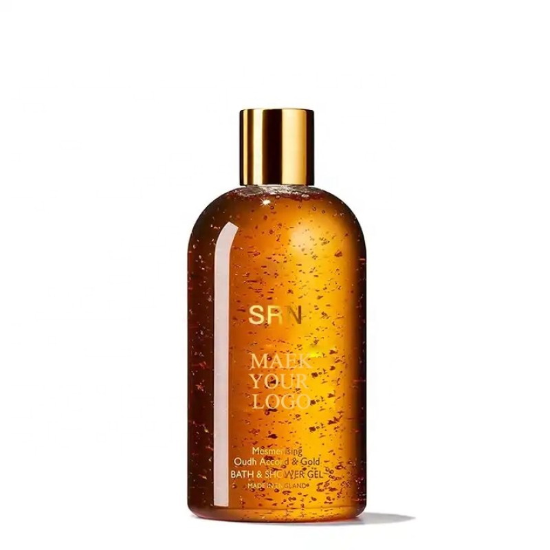 Private Label Spa Hotel Natural Fragrance Lightening Luxury 24K Gold Bath Shower Liquid Soap Body Wash Gel