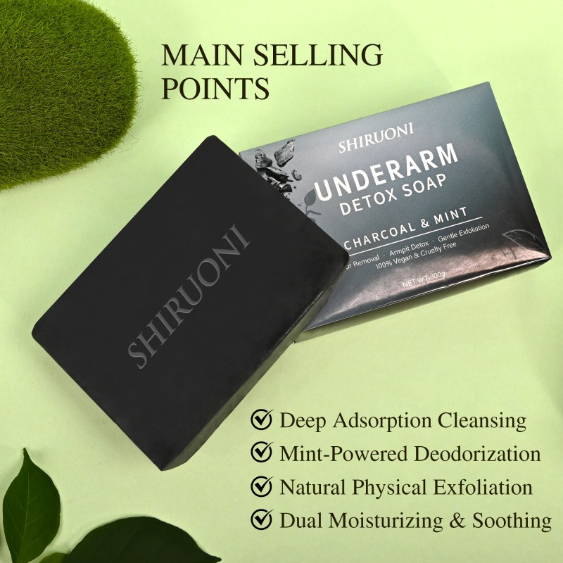 Free Sample Body Soap Gentle Exfoliation Odor Removal Soothing Deep Cleansing Green Tea Detox Underarm Whitening Soap