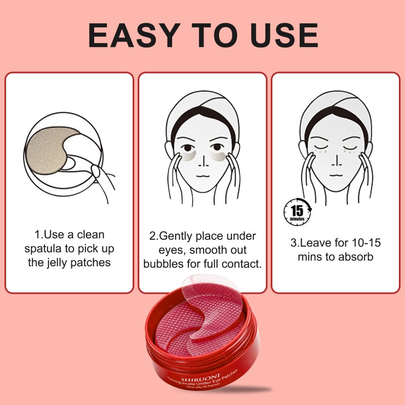 Custom Anti Aging Under Eye Mask Deep Hydration Reduces Puffiness Moisturizing Soothing Pomegranate Eye Patches Collagen