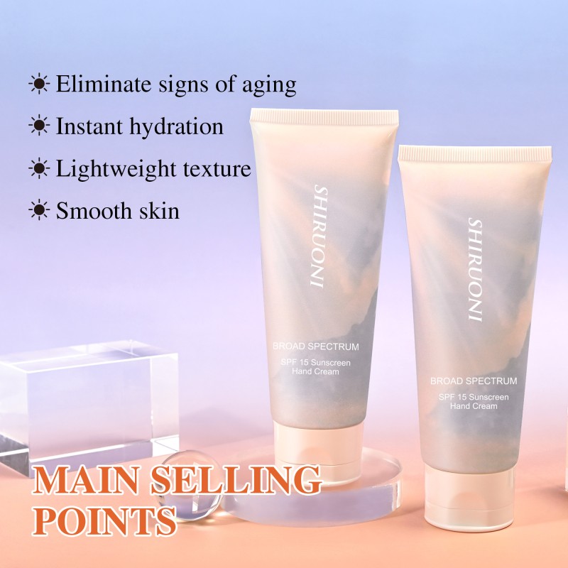 Free Sample Sunscreen Spf 15 Sun Damage Smoothing Refreshing Moisturizing Sunscreen Hand Cream with Spf